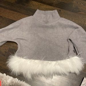Petite Hailey Feather Mock Neck Sweater